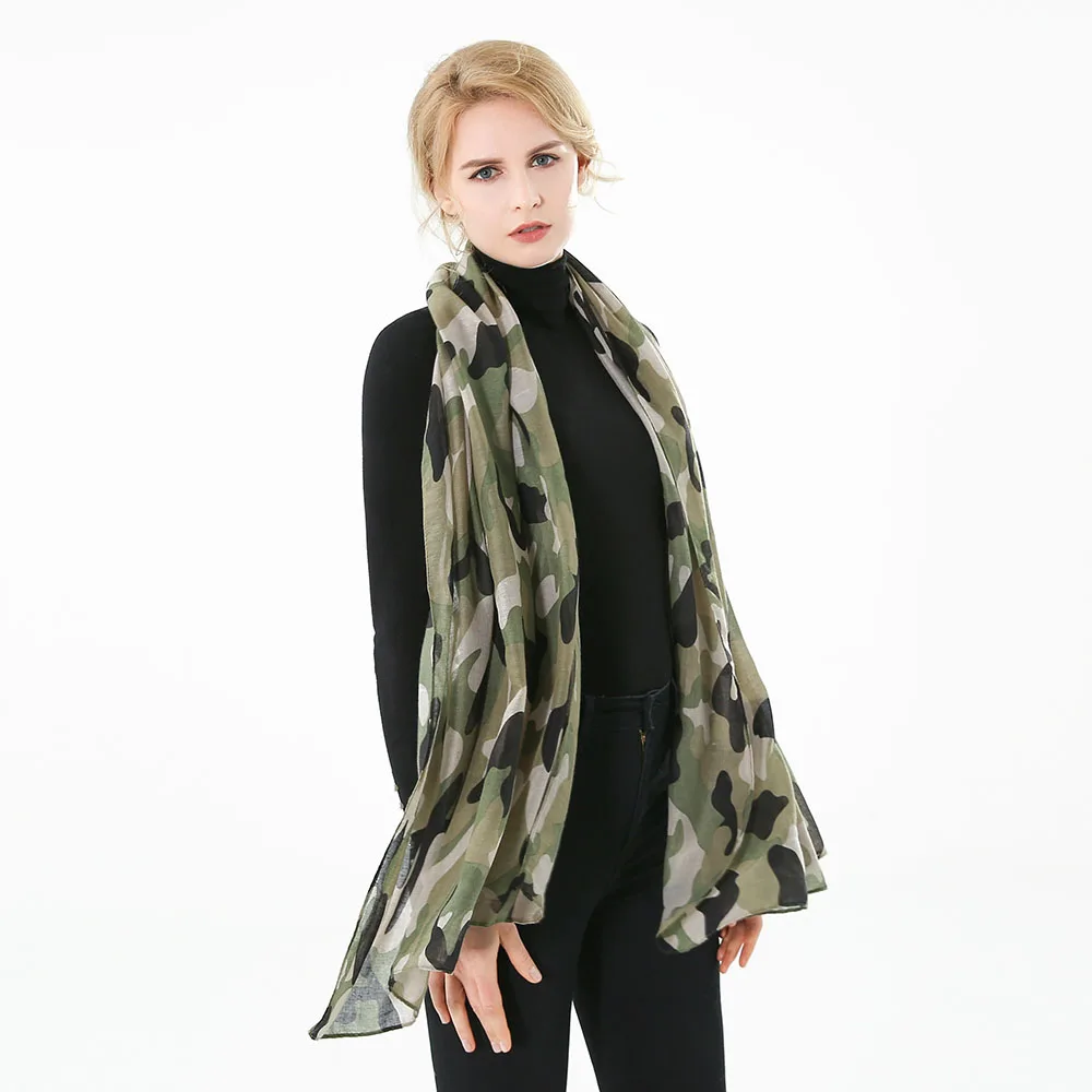 Winfox Новая мода дамы армейский зеленый Камуфляжный шарф Camo шали Дамы Echarpe Foulard женщины