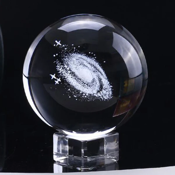 Горячая 6 см диаметр Глобус галактики миниатюры хрустальный шар 3D стекло с лазерной гравировкой шар для украшения дома аксессуары Кристальный шар - Цвет: Королевский синий