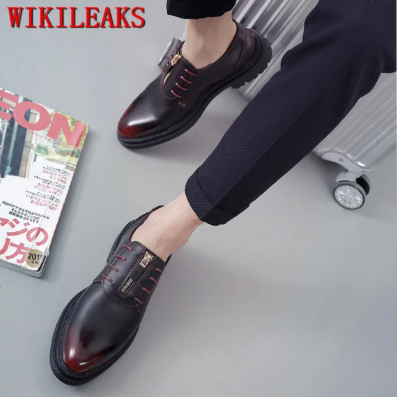luxury brand men shoes oxford shoes for men pointed toe platform dress