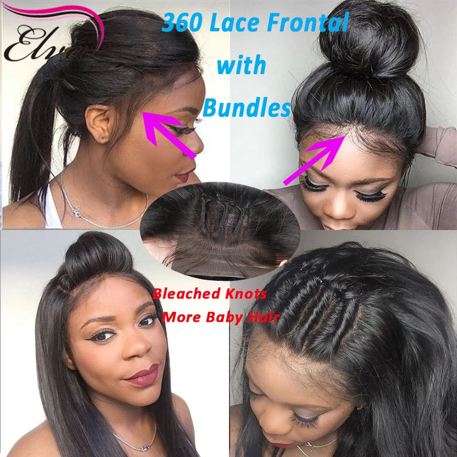 Cheap 360 Lace Frontal with Bundle with Baby Hair Virgin Human Hair