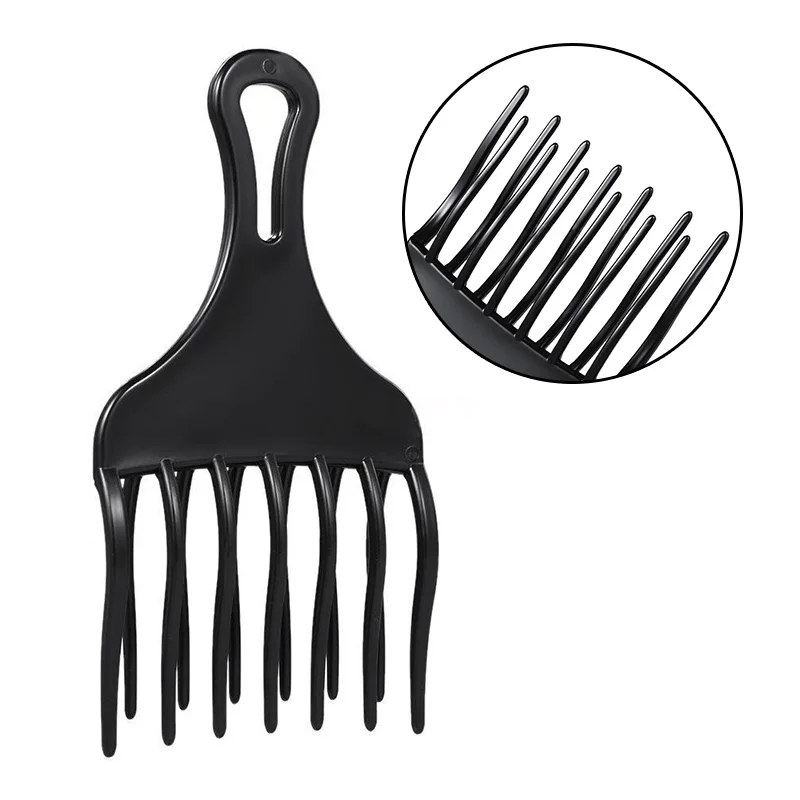 Mayitr 2 Sizes Durable Black Wide Teeth Fork Comb Curly Hair Brush Anti Static Afro Hairstyle Large Wide Tooth Hair Comb