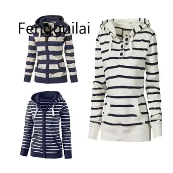 

Large Size Long Sleeve Striped Coats Fashion Casual Full New Style Spring Hoodies Sweatshirt For Women Plus Size S-4XL