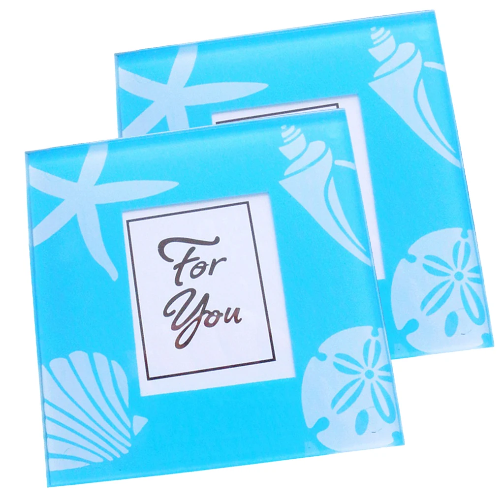 2Pcs Wedding Favours Glass Photo Frame Coasters Tea Cup Saucer Cup Mat Birthday Party Favor Gifts and Giveaways 