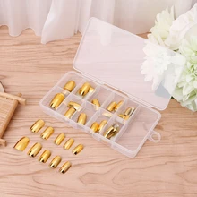 70 шт серебряные и золотые металлические искусственные накладные ногти с полным покрытием для женщин