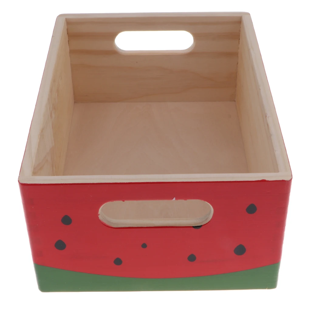 =Wooden Watermelon Storage Box for Ketchup Play Food Kitchen Pretend Play Cooking Props Chef Role Play Preschool Toys