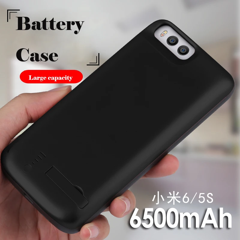 

6500 mAh Battery Case For Xiaomi Mi 6 Mi6 Rubber External Charger Shell For Xiaomi Mi 6 Power Cover With Bracket Capa Funda