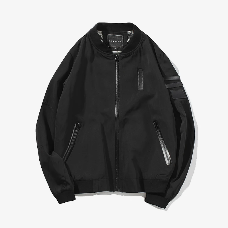 New Men Bomber Jacket Hip Hop Patch Designs Slim Fit Pilot Bomber