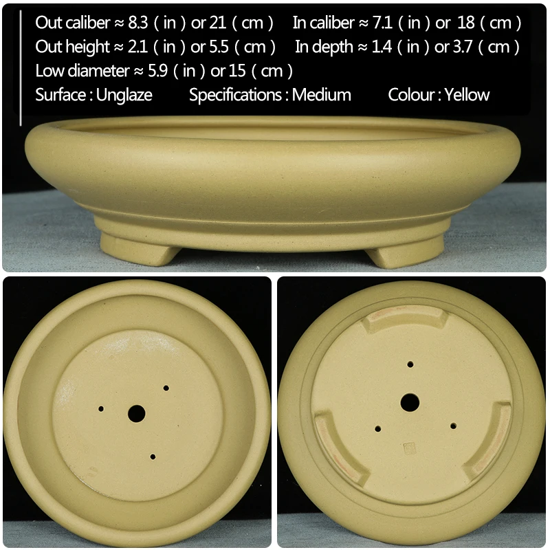 Китай Исин Unglaze бассейна миниатюрный горшок бонсай горшки сад цветочный горшок фиолетовый песок вентиляция керамические Круглые цветочные горшки - Цвет: Yellow Clay-M