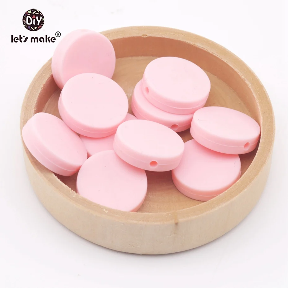 

Let's make Flat Round Silicone Bead 10pc Teething Organic Nursing DIY Craft Accessories Food Grade Silicone Beads Baby T