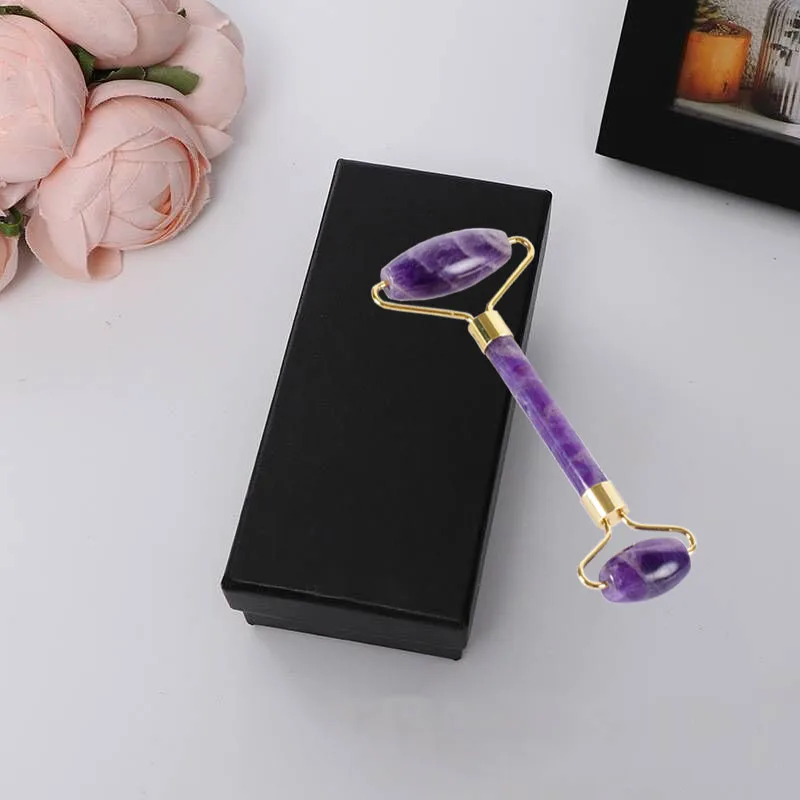 

Purple Quartz Facial Massage Rose Crystal Stone Face Jade Massager Crystal Roller Skin Care Roller Wrinkle Removal Beauty Tool