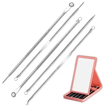 5 шт./компл. с зеркалом акне игольчатый набор пор точечное очищающее средство от черных точек и пятен прыщи пульверизаторы угрей пинцет Уход за кожей лица Инструменты