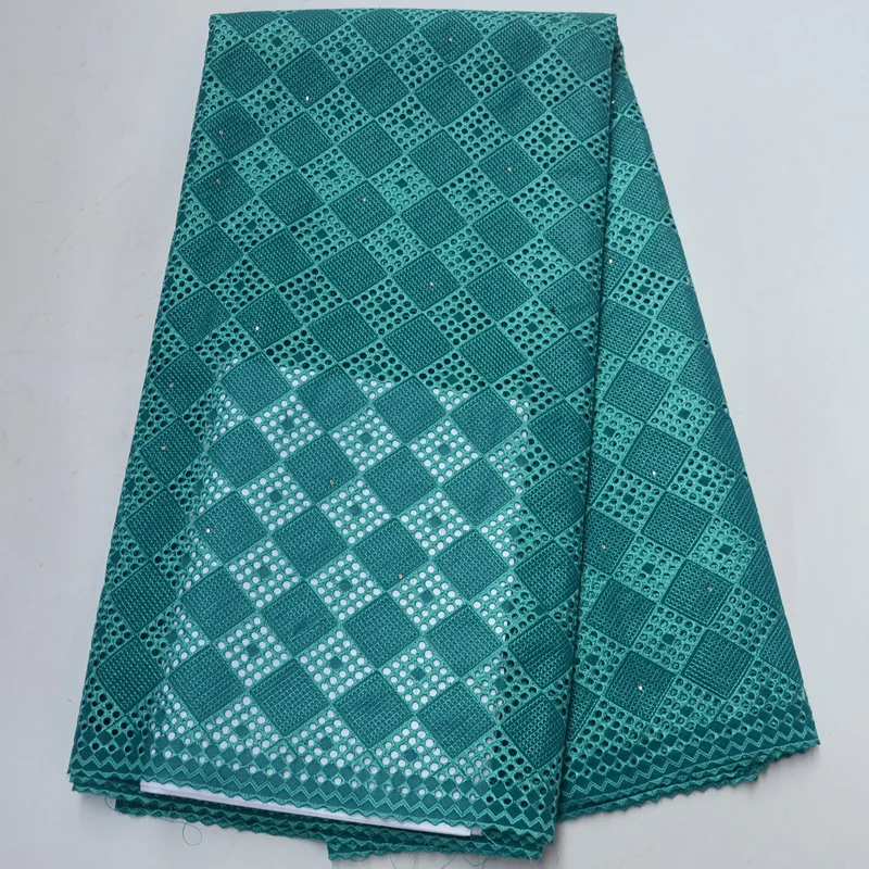 

Free shipping (5yards/pc) High quality teal green African cotton lace fabric Swiss voile lace fabric for elegant dress CLH03