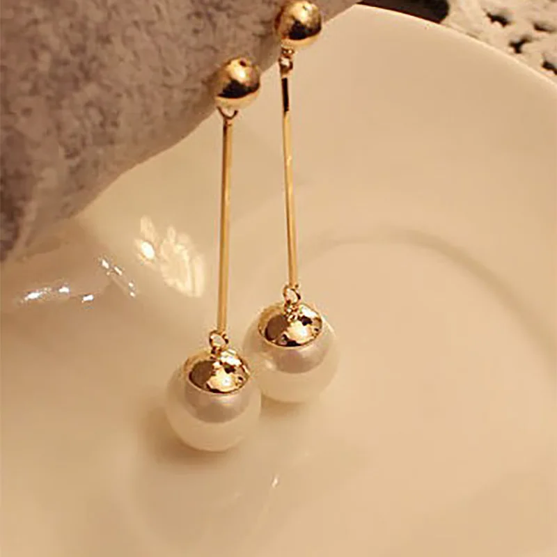 10 Pairs Lot Gold Drop Earrings Simulated Pearl Long Chain Beads 10 Pairs Lot Gold Drop Earrings Simulated Pearl Long Chain Beads Tel Dangle Eardrop Charm Fashion Ear Jewelry Accessories In From