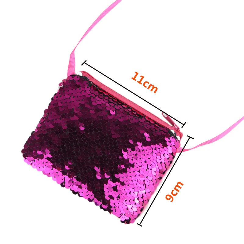 2 шт./лот,, модные кошельки для монет в виде русалки, Сумка с блестками, Детская мини-сумка-мессенджер для девочек, детский блестящий кошелек на молнии