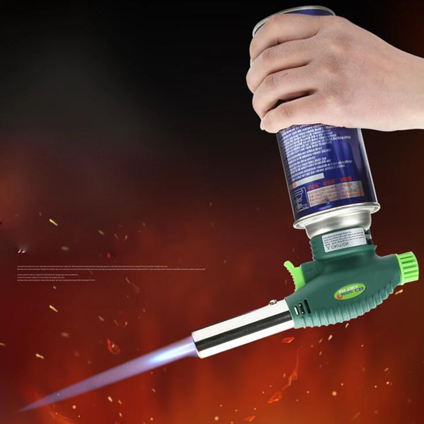 Outdoor Portable Camping Gas Burner Stove Gas Torch Lighter Flame Gun Ignition Butane Gas Torch Burner for Camping BBQ