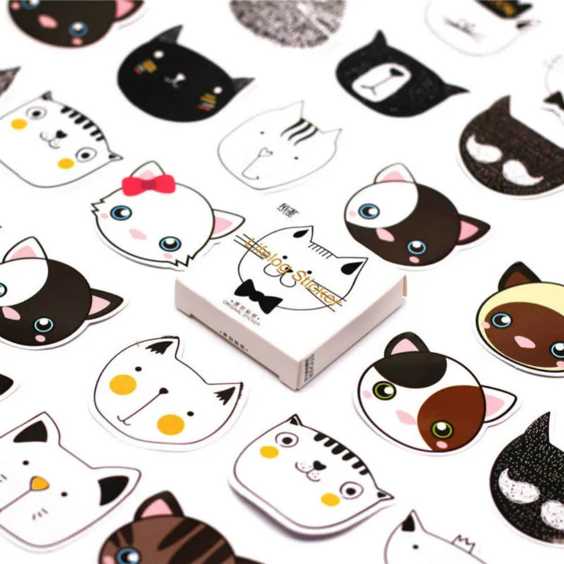 45 Pcs/Pack Kawaii Cute Pet cat Pattern Decoracion Journal Stickers Scrapbooking Stationery Student Office Supplies