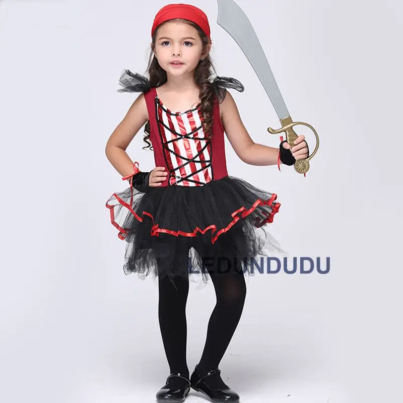 Hot Kids Halloween Carnival Cosplay Pirate Costume Girls Fancy Party Outfits Children Princess Dress  (5)