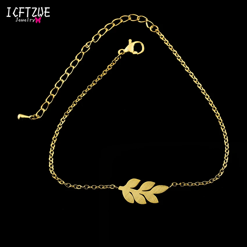 ICFTZWE, ювелирные изделия для тела, нержавеющая сталь, золотые браслеты для женщин, Armbanden Voor Vrouwen, серебряный браслет в виде листа, подарок для подружек невесты