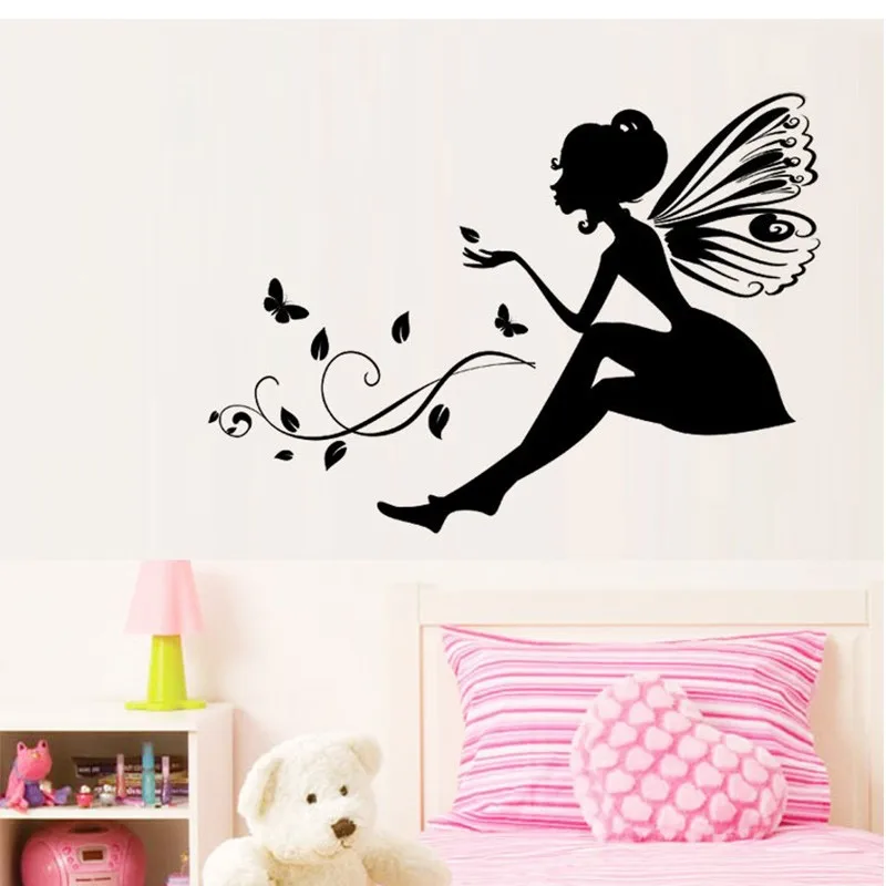 New Removable Wall Stickers Flower Fairy Home Decoration Wall Decals