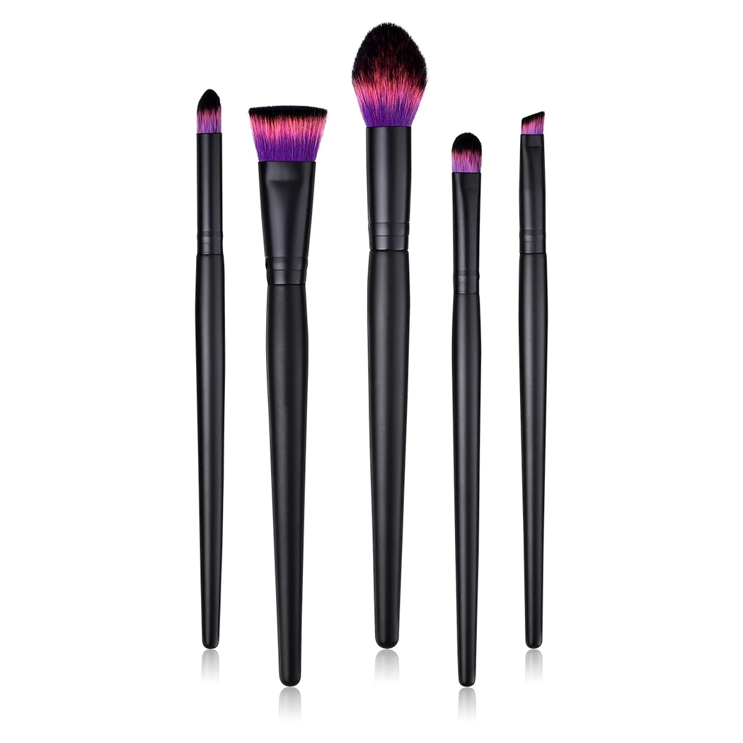 Dark Purple Straight 5Pcs Professional Makeup Brush Set Powder