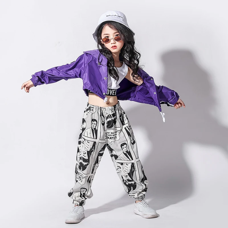 ファッションジャズダンス衣装少女漫画パンツステージ服子供ストリートダンス服太鼓女の子ヒップホップ服vdb755 Aliexpress