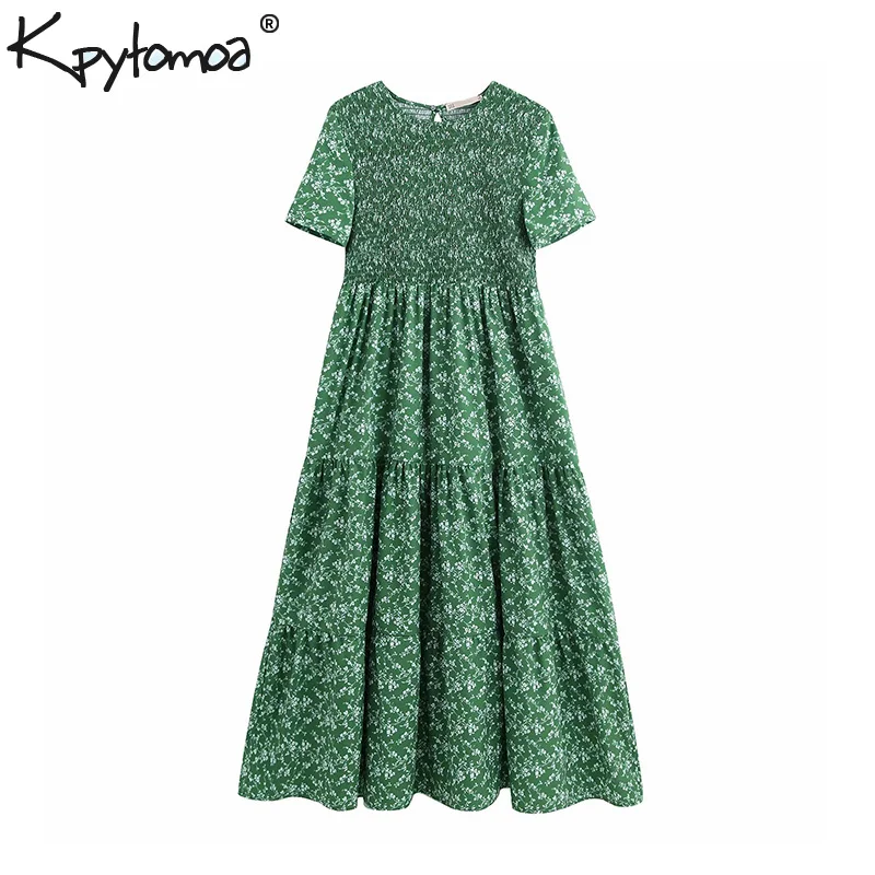

Vintage Stylish Floral Print Pleated Midi Dress Women 2019 Fashion O Neck Short Sleeve Ladies Dresses Casual Vestidos Mujer