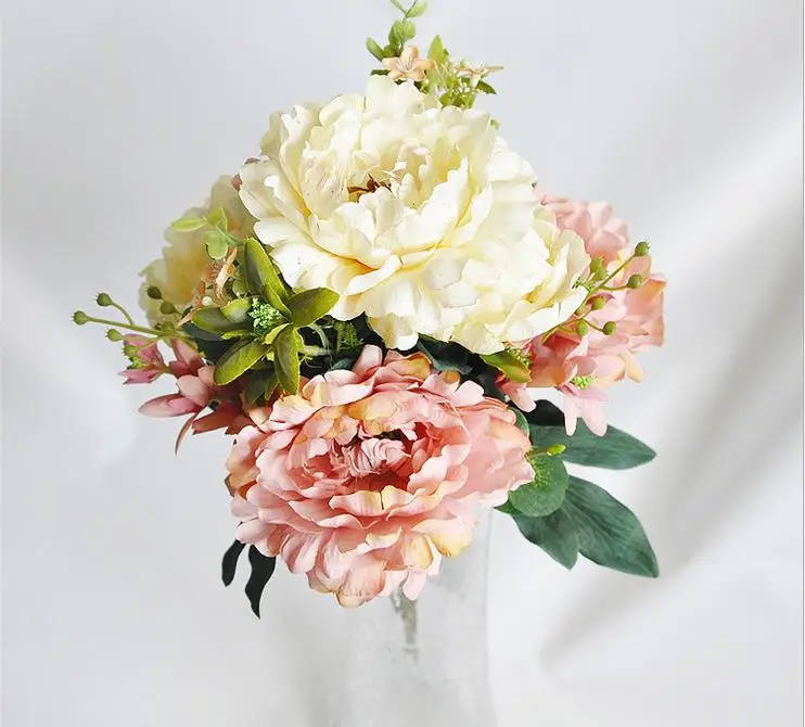High artificial High Quality silk peony flower bouquet ...
