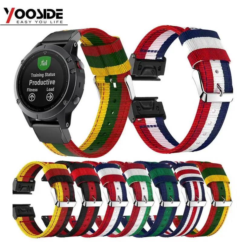 Спортивный нейлоновый ремешок для Garmin Fenix 5X 26 мм быстрая посадка тканый 3/3 HR/D2/30/mk1