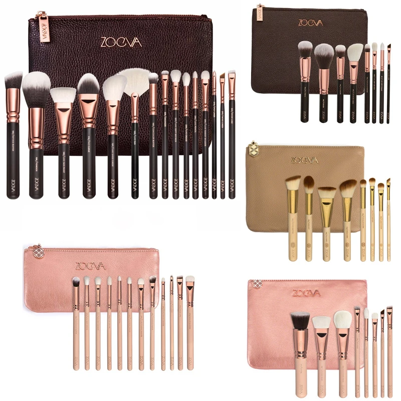 Zoeva 8 / 12 / 15 PCS Rose Golden Complete Eye Set Eyeshadow Eyeliner Blending Pencil Makeup Brushes With Case Free Shipping