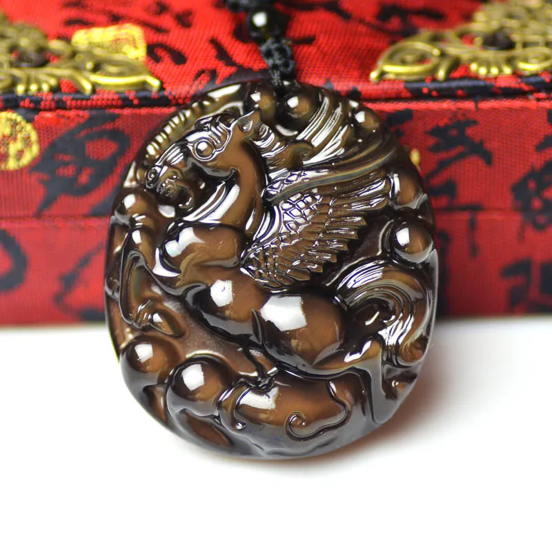 

Natural obsidian zodiac pendant dawlish male ice species obsidian crystal apotropaic pendant