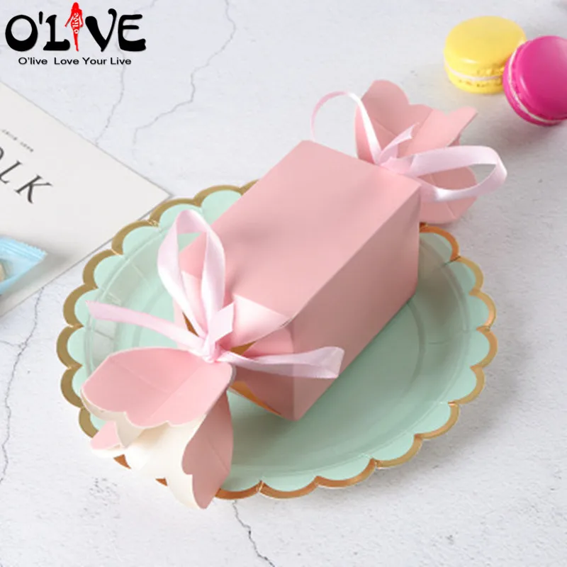 50 шт. Подарочная коробка конфеты Babyshower Свадебная вечеринка Сувениры картонные коробки твердые бумажные бонбонбоньерки сахар драже сладости коробка день рождения - Цвет: Pink