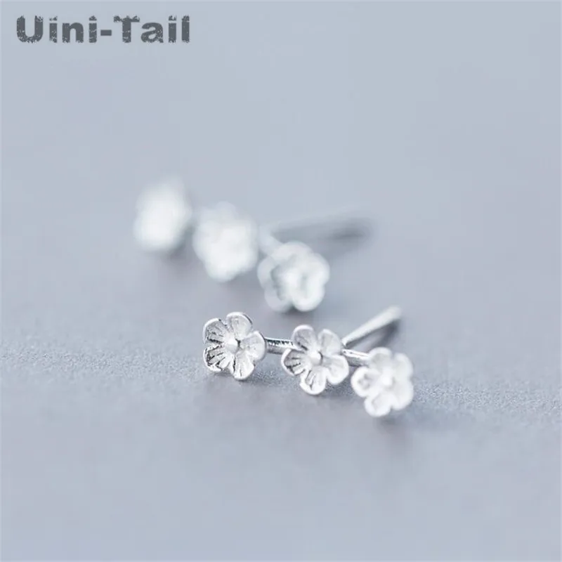 Uini-Tail 925 Стерлинговое Серебро ручной работы на заказ серебро свежая груша цветок милый цветок серьги Мода волна поток китайский стиль