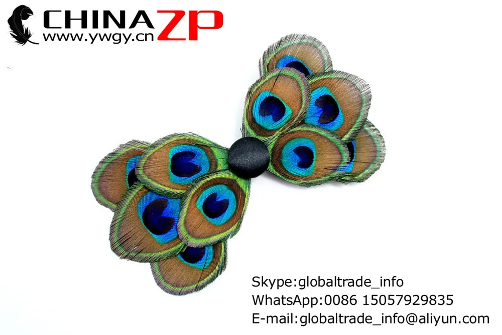 Mature - Peacock feather hair bow