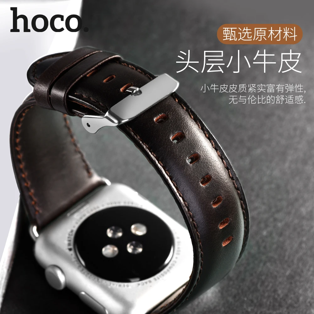 HOCO браслет из натуральной кожи для Apple Watch серии 1/2/3 сменный ремешок IWatch 38 мм 40 42 44
