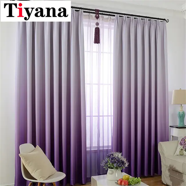 Tiyana Purple Gradient Blackout Curtains For Living Room Modern