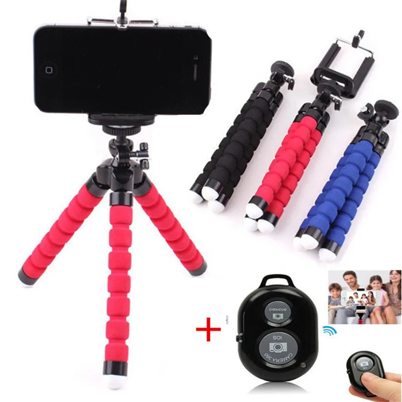 

Mini Flexible Tripod+Bluetooth Remote Shutter For iPhone Camera Samsung Sony Portable Smartphone Sponge Octopus Tripod Stand