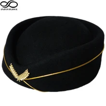 LUCKYLIANJI высокое качество шерстяной Pillbox стюардесса Air Hostesses официантка база кепки выполнения группа Косплей вечерние берет шляпа