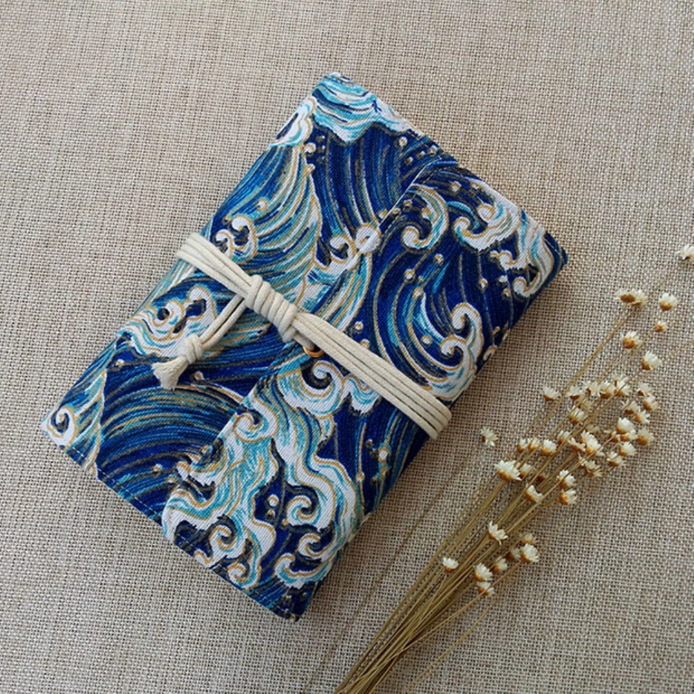 

A6 A5 Japanese Waves in Kanagawa Sprial Canvas Cover Diary Book Notebook Personal Journal Planner School Office Stationery