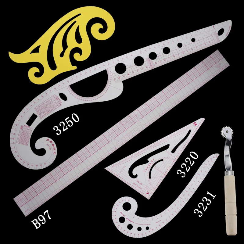 

10pcs Multi-function Clothing Sample Cutting Ruler Metric Yardstick Rulers Drawing Tailor Ruler Curve Yardstick Sewing Tools