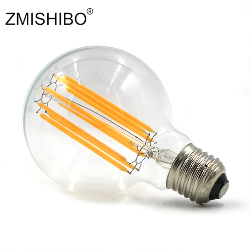 LEDIARY AC220V G80 E27 Edison LED Filament Bulb 10w D80mm*H120mm Global Light Ball for Chandelier clear glass Pendant Lamp | Лампы и