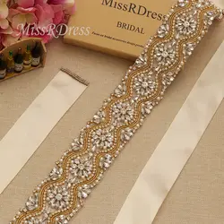 MissRDress роскошные свадебные пояса золото кристалл пояс невесты Стразы Жемчуг Пояс кушак для невесты длинные платья JK812
