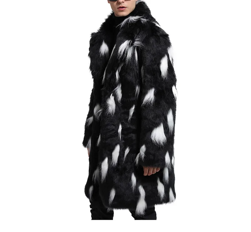 Fashion Europe and the United States popular faux fur suit collar long coat fur coat male 2018 autumn and winter new (6)