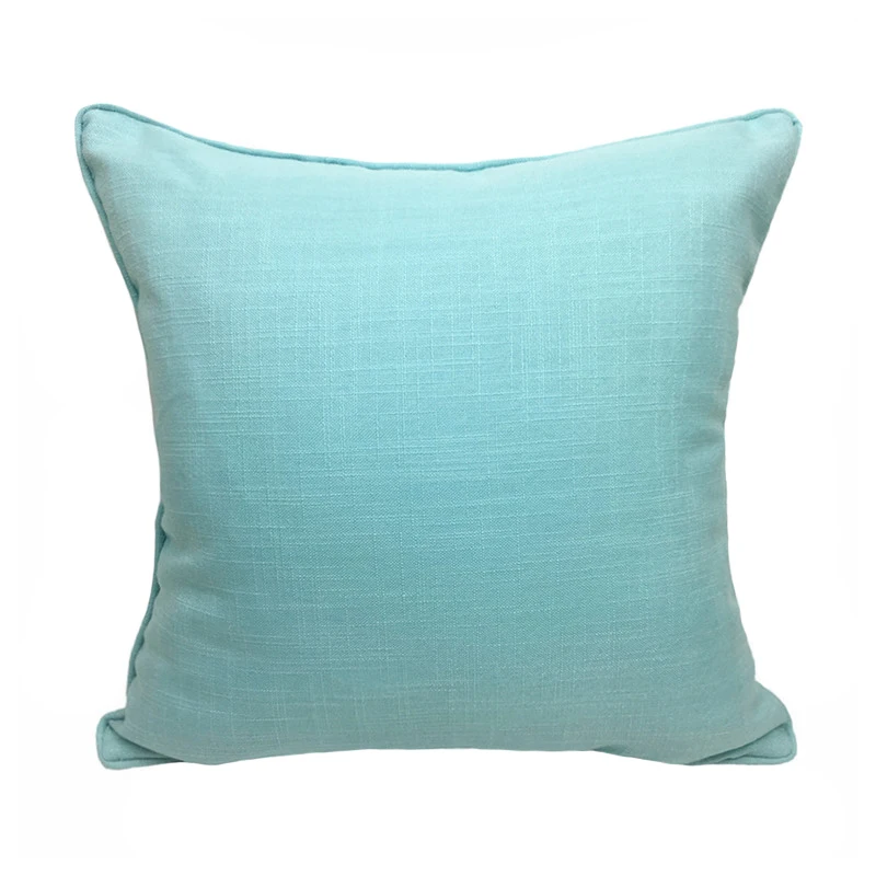 

Free Shipping Contemorary Turquoise linen-like Plain Cushion cover Solid Faux Linen Pillow case Square Pipping 45 x 45 cm