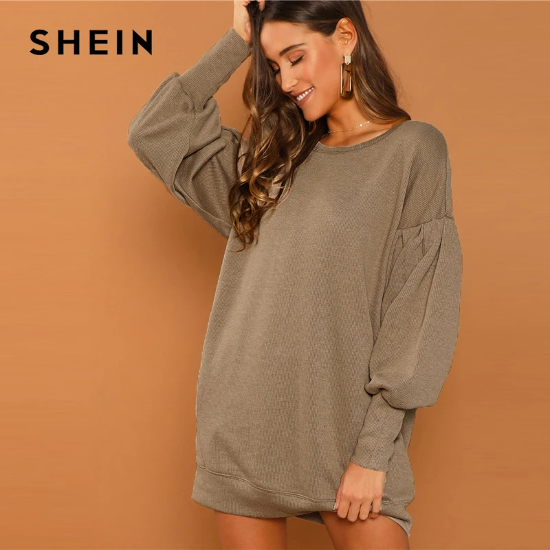 SHEIN Платье Свитер С Капюшоном Женское Повседневное Толстовка Длинным Рукавом