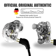 QKZ VK1 Earphones with 4DD Dynamic Speaker HiFi Earphones with Mic for SmartPhone Stereo In Ear Earbuds HiFi Headset Bass Stereo
