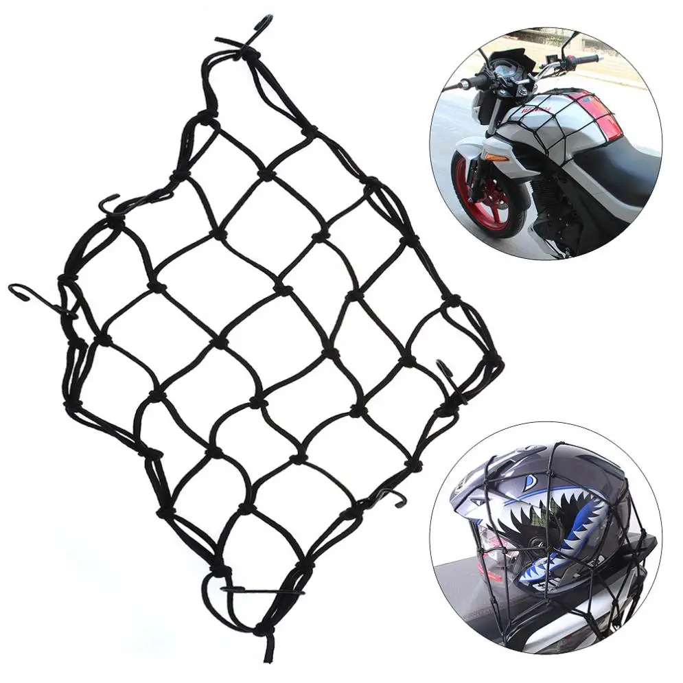 

High Toughness Black Universal Motorcycle Tank and Baggage Net with 6 Hooks and Tight Mesh for Riding 40 X 40 CM