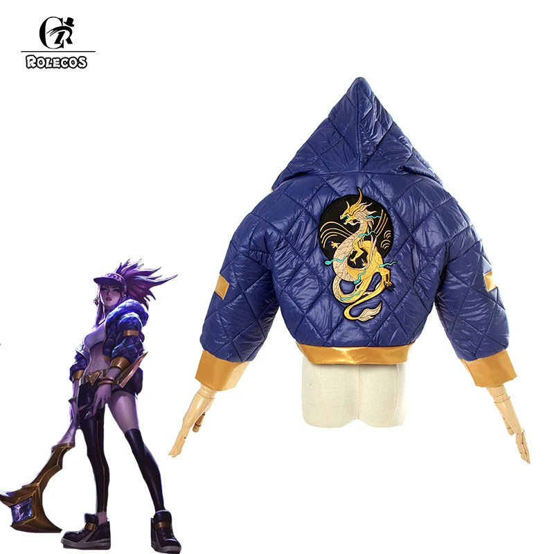 ROLECOS Game LOL Cosplay Costumes Group K/DA Akali Winter Coat Jacket Cosplay Costume Group KDA Akali for Women Cosplay Costumes