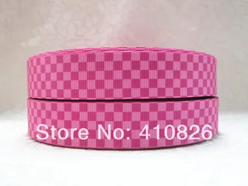 

Q&N ribbon 7/8inch 22mm 14422019 pink checked printed grosgrain ribbon 50yds/roll free shipping