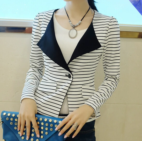 Womens Black and White Striped Blazer Promotion-Shop for