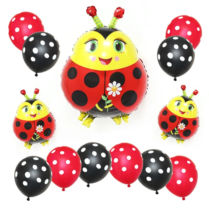 

Cute Animal Bee Foil Balloons Black Yellow Polka Dots Latex Balloon Kids Birthday Party Decoration Baby Shower Supplies